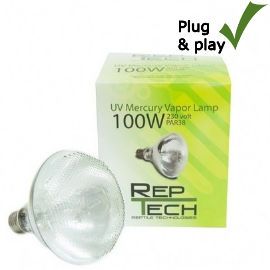 RepTech - UV Mercury Vapor Lamp - 100 Watt | | 8718421621200 - Terramania.nl