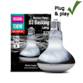 Reptielen UV & Warmtelamp (combinatielamp) nodig? Arcadia D3 UV Basking Lamp - 100 Watt | RSMA100E27 | 844046013262 - Terramania.nl