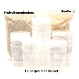 Fruitvliegen kweekset (15 potjes)